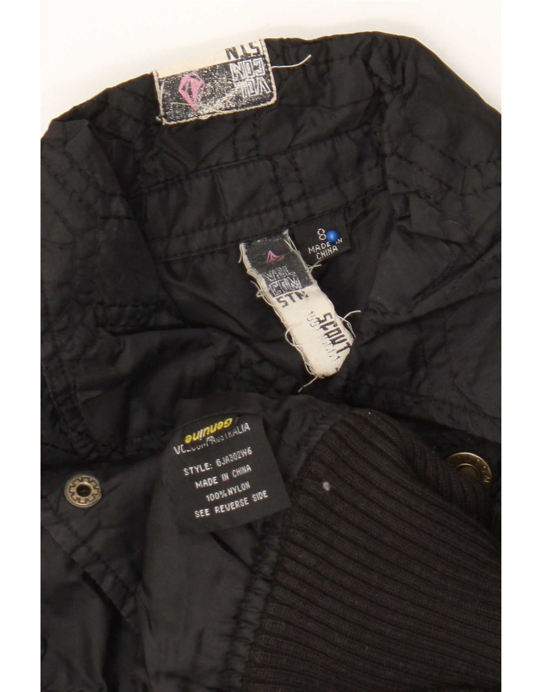Volcom Γυναικείο Bomber Jacket UK 8 Small Black Geometric Nylon