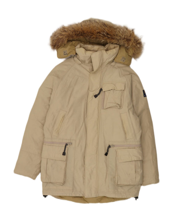 Woolrich Ανδρικό παλτό με κουκούλα UK 36 Small Beige