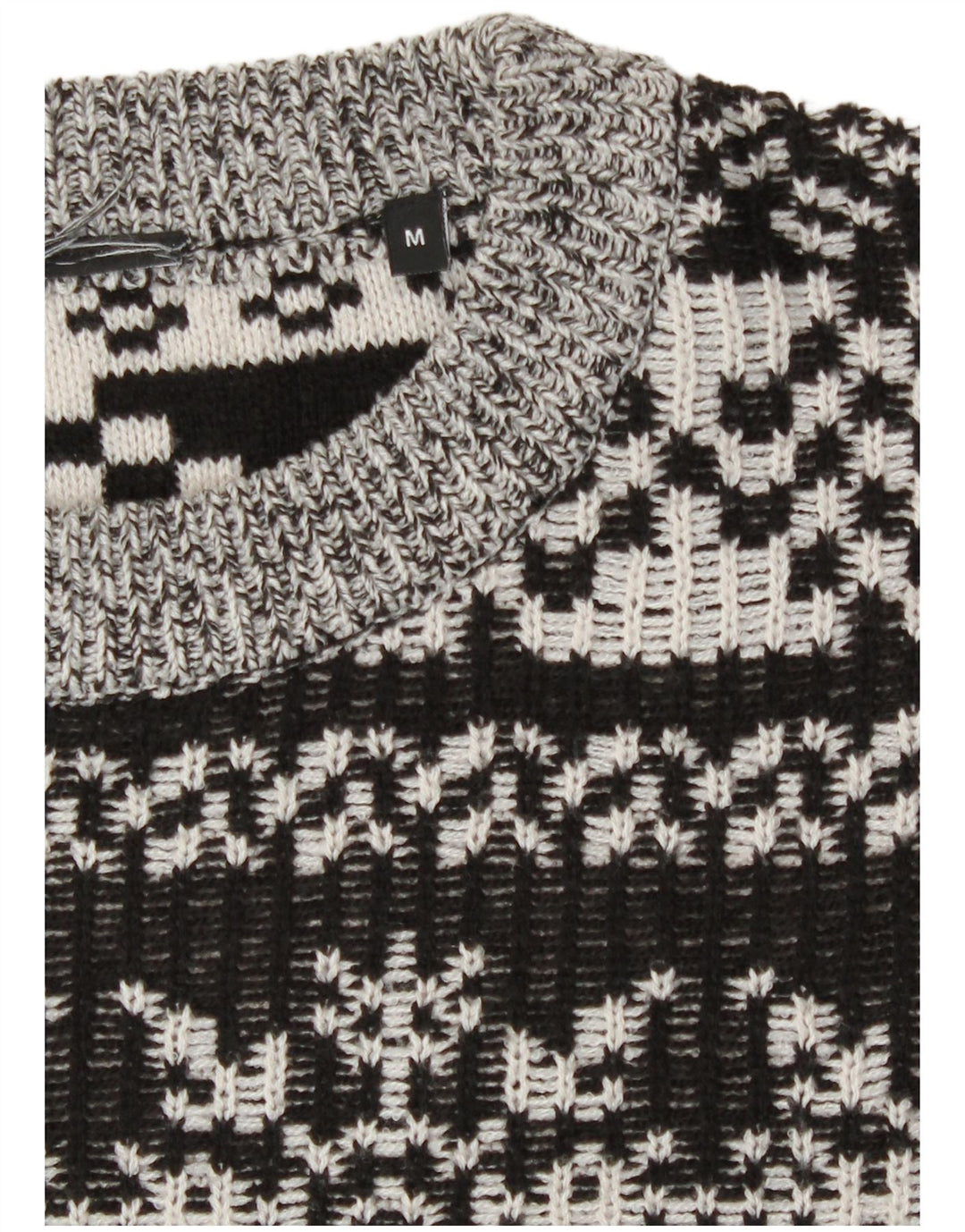 Vintage ανδρικό πουλόβερ με λαιμόκοψη Medium Grey Fair Isle