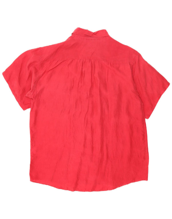 Vintage Mens Short Sleeve Shirt Medium Red Silk