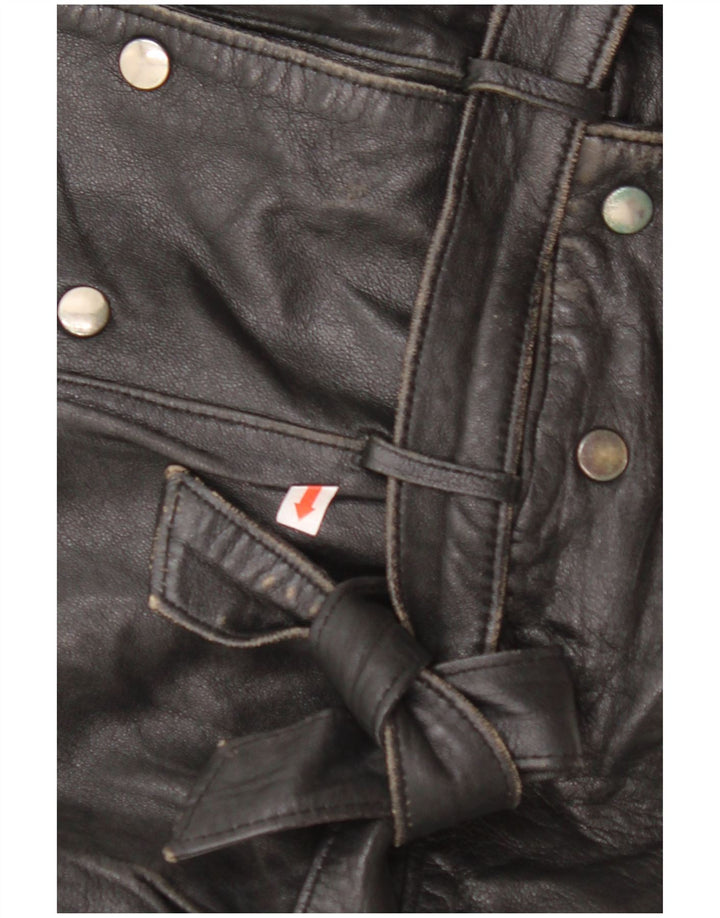 VINTAGE Γυναικείο Δερμάτινο Μπουφάν EU 42 Μεγάλο Δερμάτινο Μαύρο