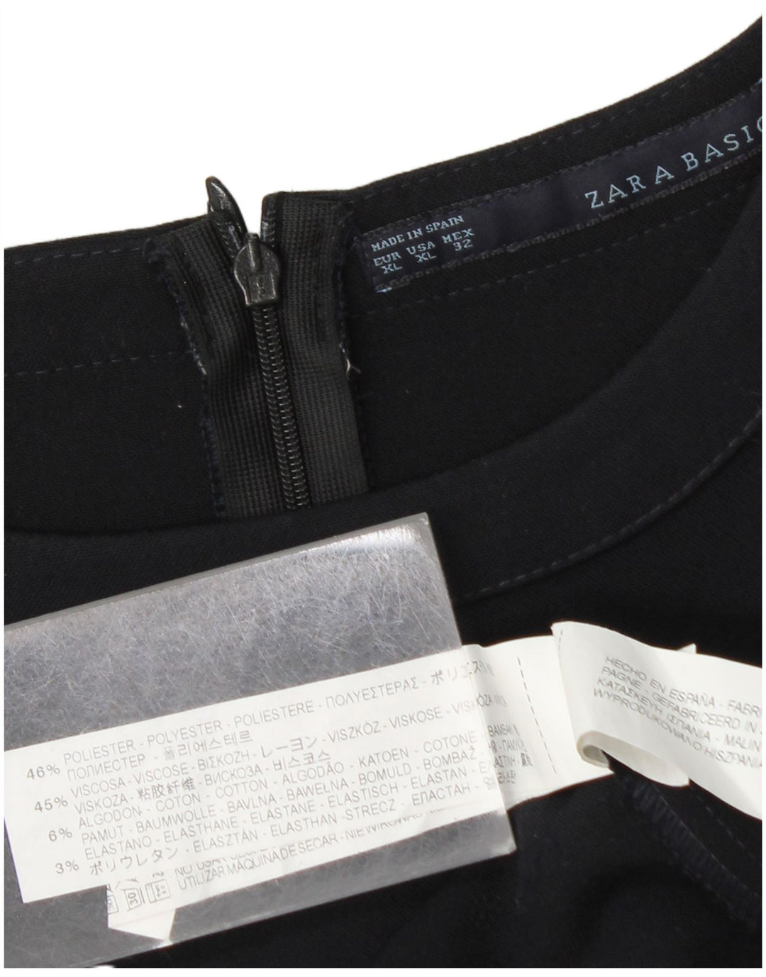 Zara Γυναικείο Αμάνικο Φόρεμα Shift UK 18 XL Navy Blue Polyester