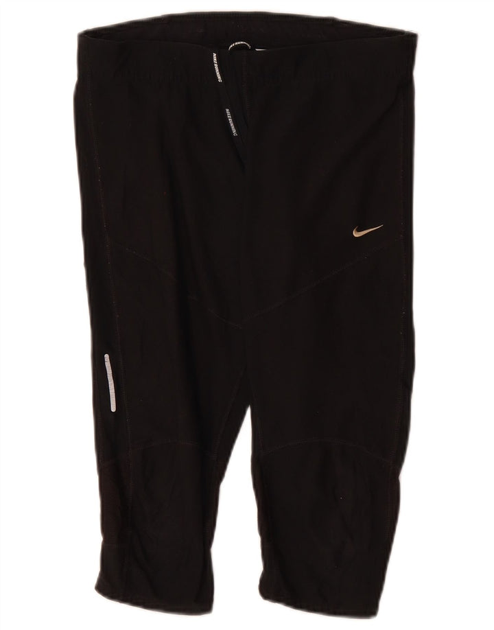 Γυναικεία NIKE Dri Fit Capri φόρμα παντελόνια UK 12 μεσαίου μαύρου πολυεστέρα