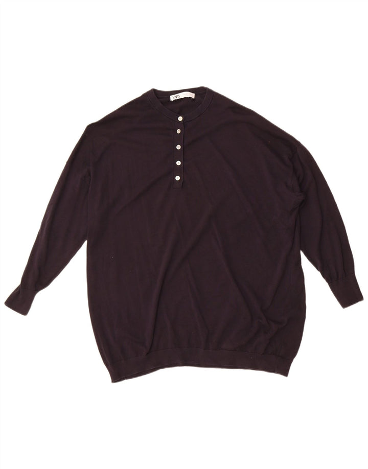 Zara Γυναικείο πουλόβερ με λαιμόκοψη μεγάλου μεγέθους UK 6 XS Navy Blue