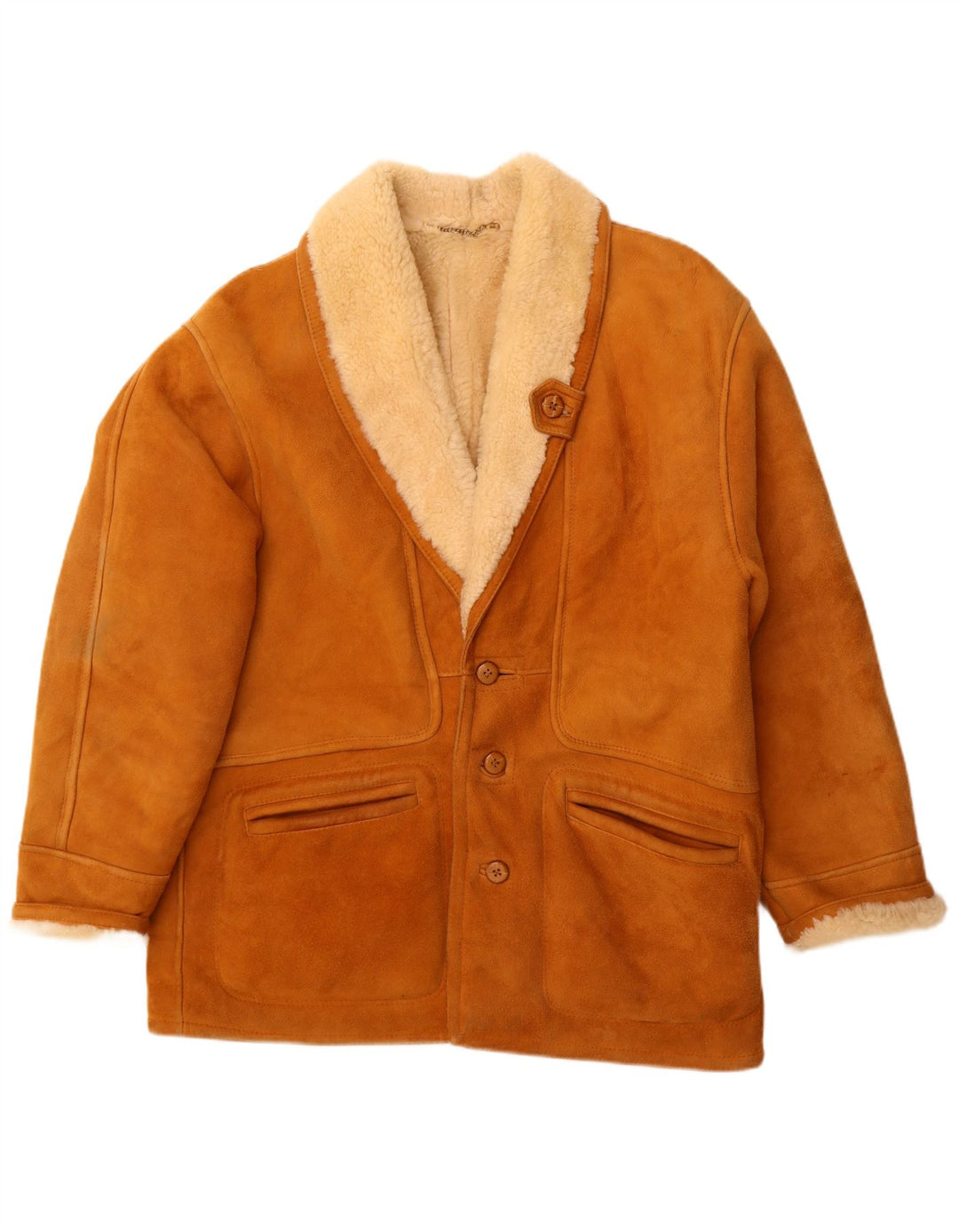 Vintage Ανδρικό Shearling Jacket IT 52 XL Καφέ Δερμάτινο