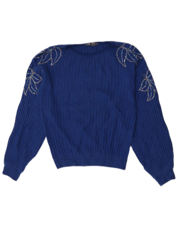 Confezioni Di Lusso Γυναικείο πουλόβερ με λαιμόκαυστο UK 14 Medium Blue