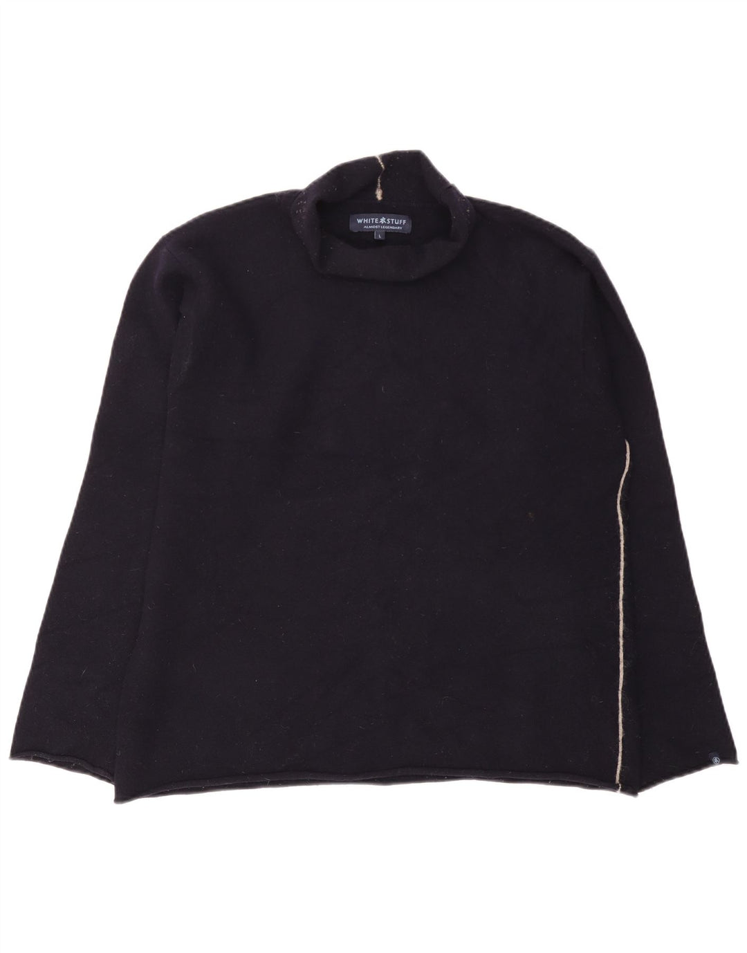 White Stuff Γυναικείο πουλόβερ με ρολό λαιμόκοψη UK 16 Large Navy Blue Wool