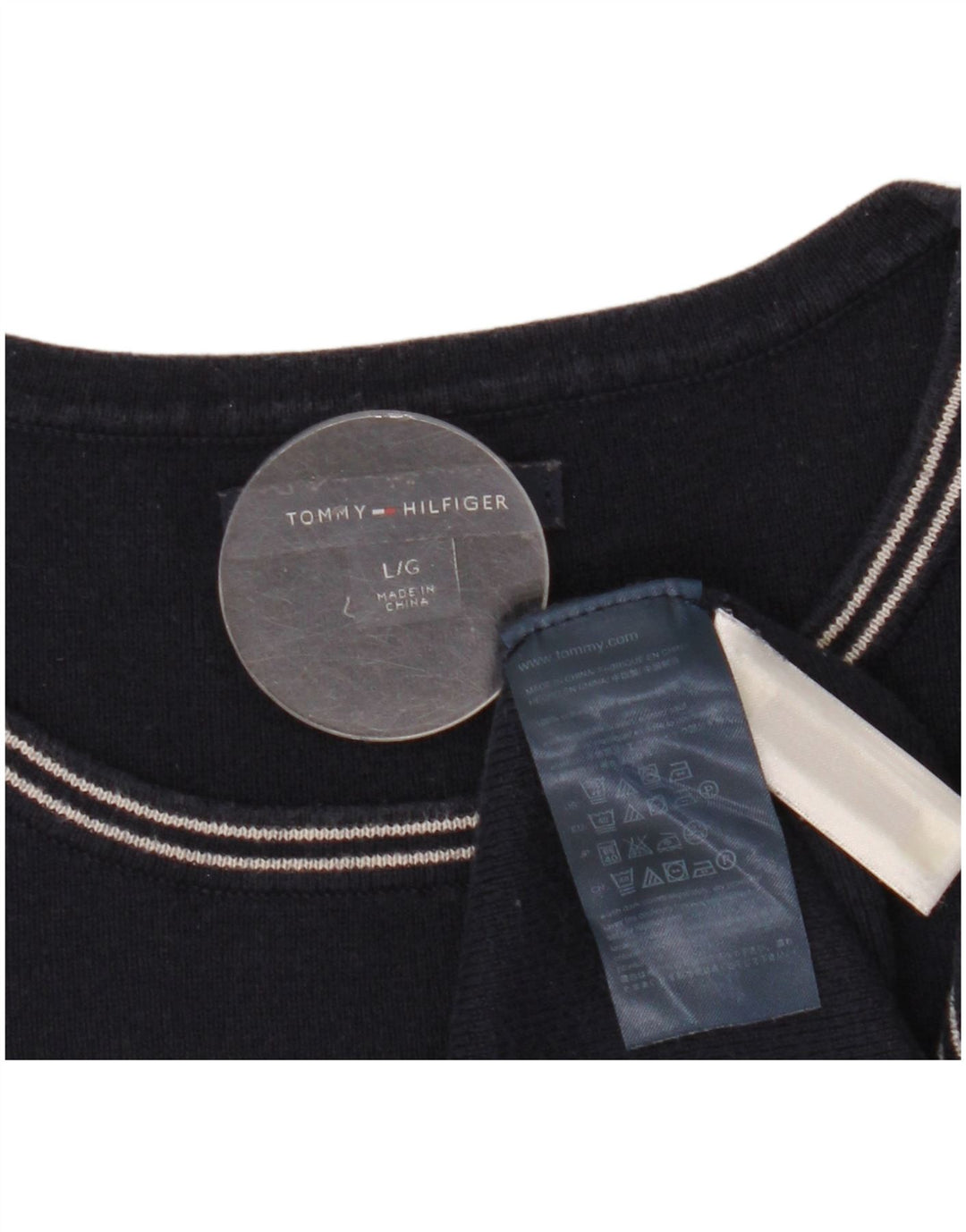 TOMMY HILFIGER Γυναικείο πουλόβερ με λαιμό σκακιέρα UK 14 Large Navy Blue