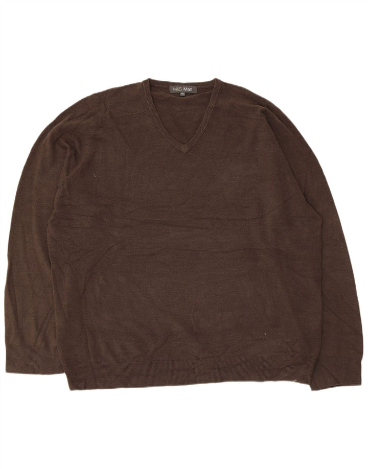 Ανδρικό πουλόβερ Marks & Spencer με V λαιμόκοψη 2XL Γκρι Ακρυλικό