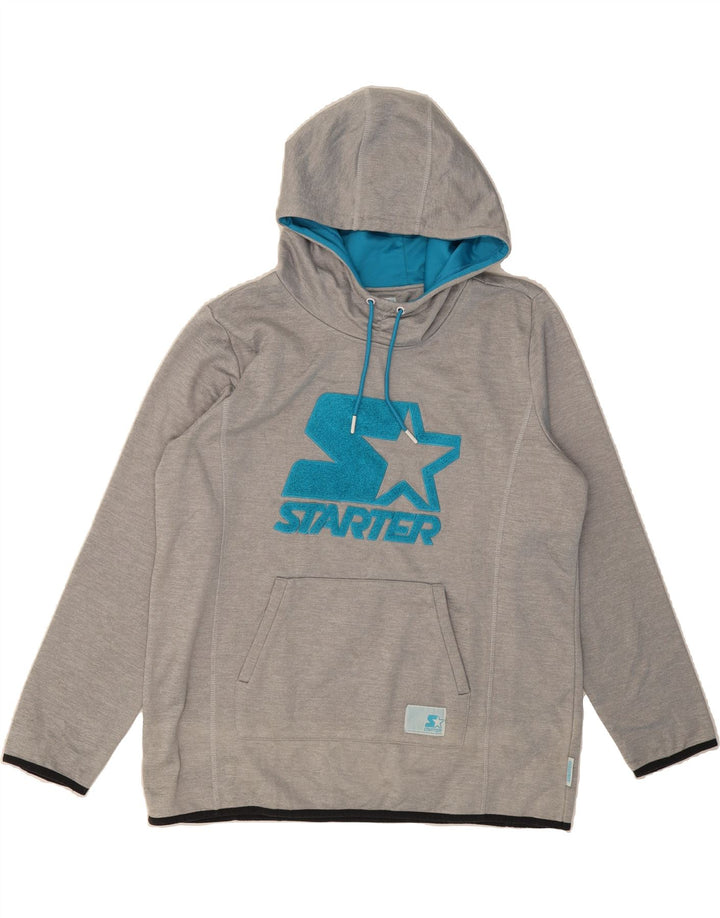 STARTER Girls Oversized Graphic Hoodie Jumper 13-14 Years Grey Polyester Vintage Starter and Second-Hand Starter from Messina Hembry 