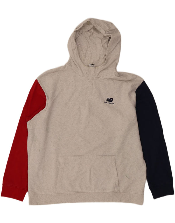 New Balance Ανδρικό Hoodie Jumper 2XL Γκρι Colourblock Βαμβακερό