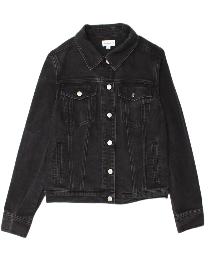 Warehouse Γυναικείο Τζιν Μπουφάν UK 12 Medium Black Cotton