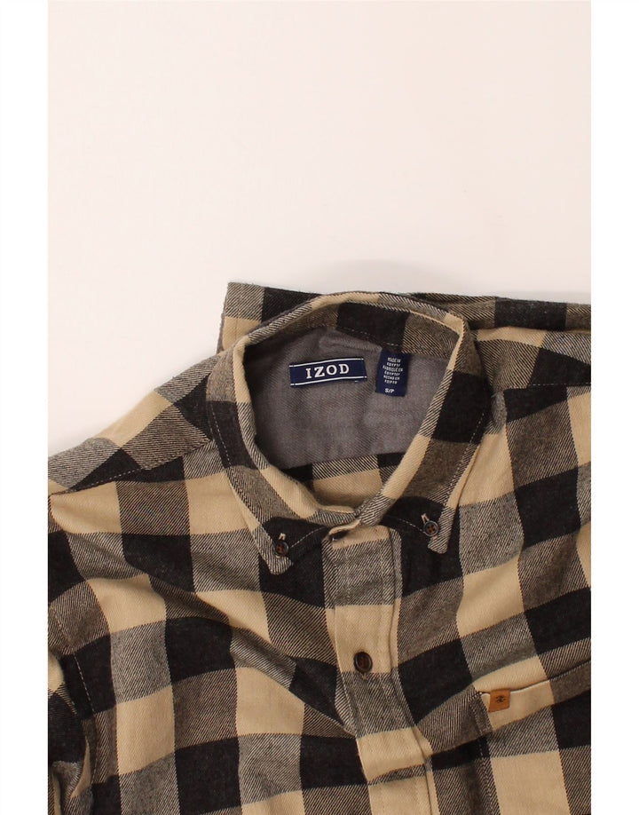 IZOD Mens Flannel Shirt Small Beige Check Cotton Vintage Izod and Second-Hand Izod from Messina Hembry 