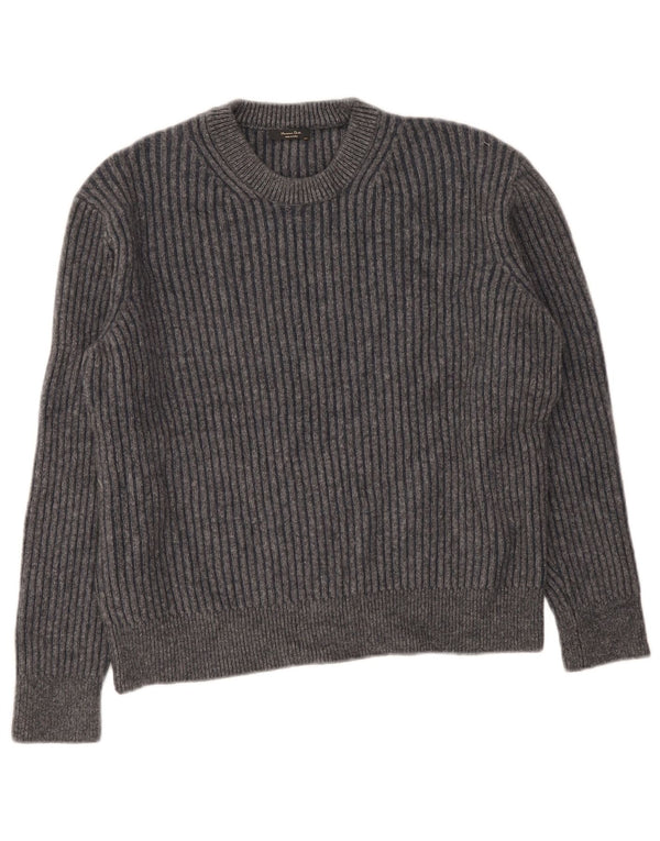 Massimo Dutti Γυναικείο πουλόβερ με λαιμόκοψη UK 16 μεγάλο γκρι μαλλί