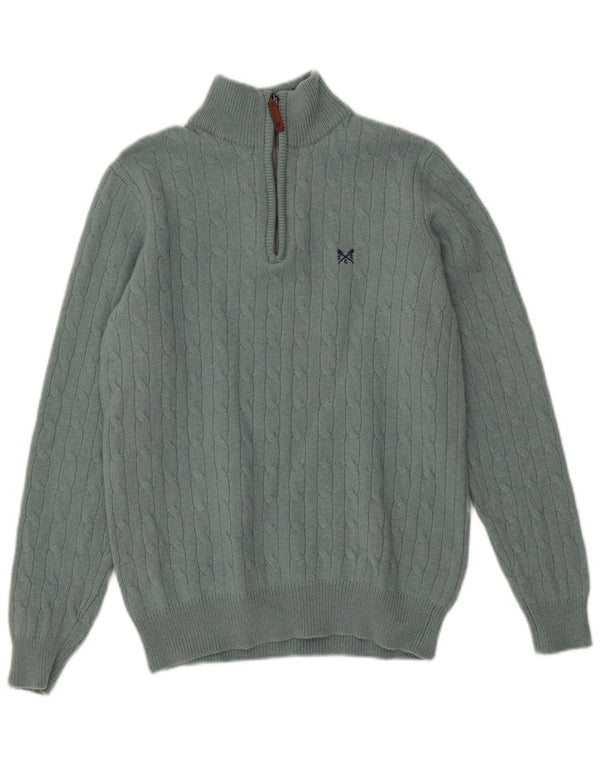 Crew Clothing Ανδρικό πουλόβερ με λαιμόκοψη με φερμουάρ Μικρό πράσινο μαλλί