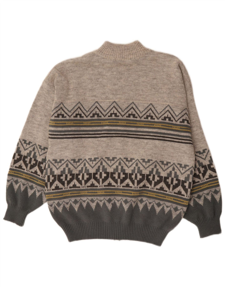 Ανδρικό πουλόβερ ζακέτα Maremma Medium Grey Fair Isle Polyacrylic