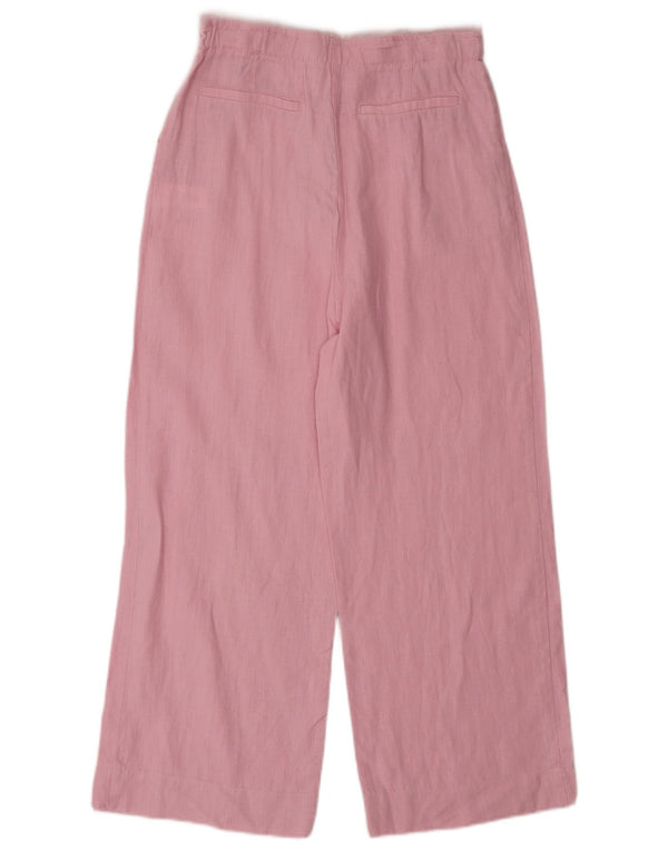 ZARA Girls High Waist Wide Leg Cropped Trousers 13-14 Years W24 L23 Pink