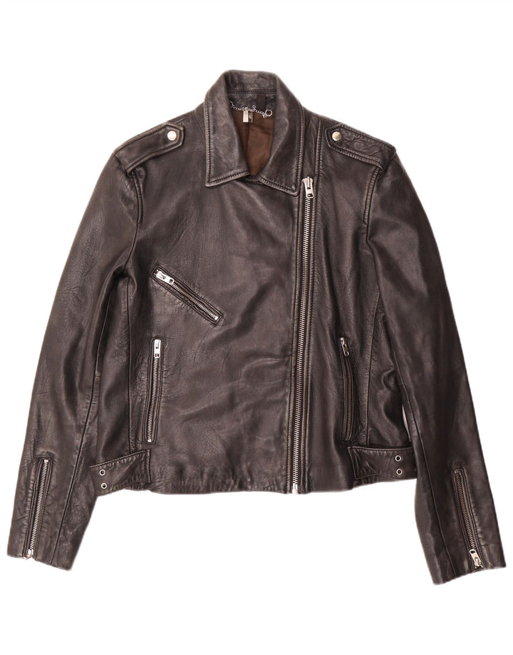 Topshop Γυναικείο Δερμάτινο Μπουφάν Biker UK 14 Large Black Lambskin