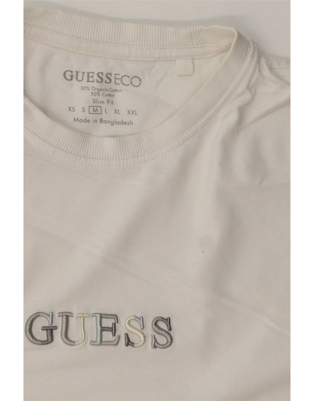 Ανδρικό γραφικό μπλουζάκι Guess Slim Fit Top Μεσαίο λευκό βαμβακερό