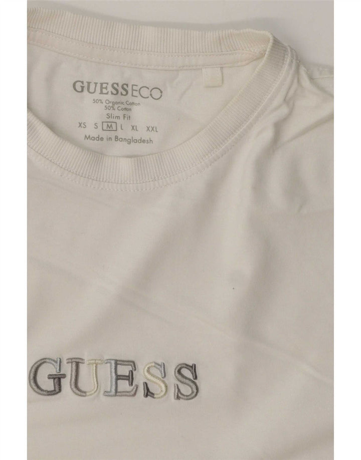 Ανδρικό γραφικό μπλουζάκι Guess Slim Fit Top Μεσαίο λευκό βαμβακερό