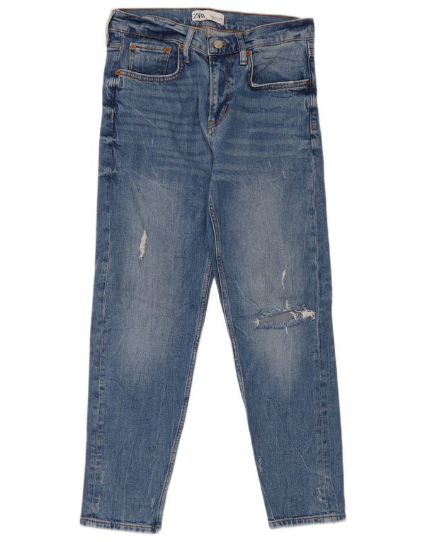 Zara Γυναικεία Distressed Slim Jeans EU 36 XS W26 L26 Blue Cotton