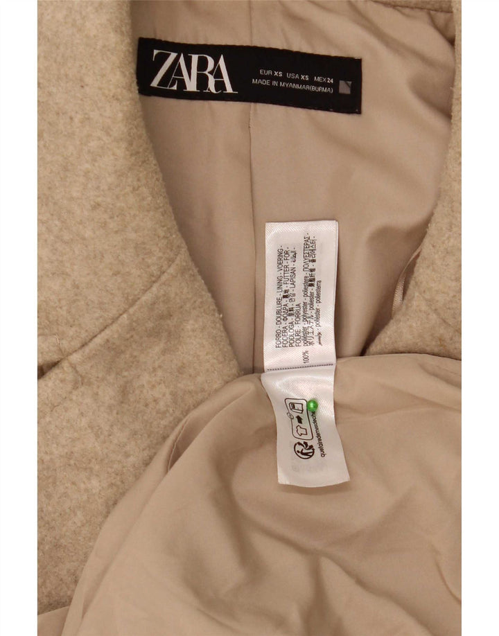 Zara Γυναικείο Παλτό με διπλό στήθος UK 6 XS Beige Polyester