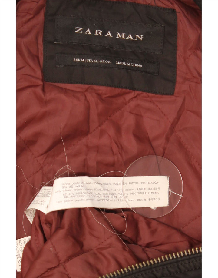 Zara Ανδρικό Bomber Jacket UK 38 Medium Black Colourblock Polyester