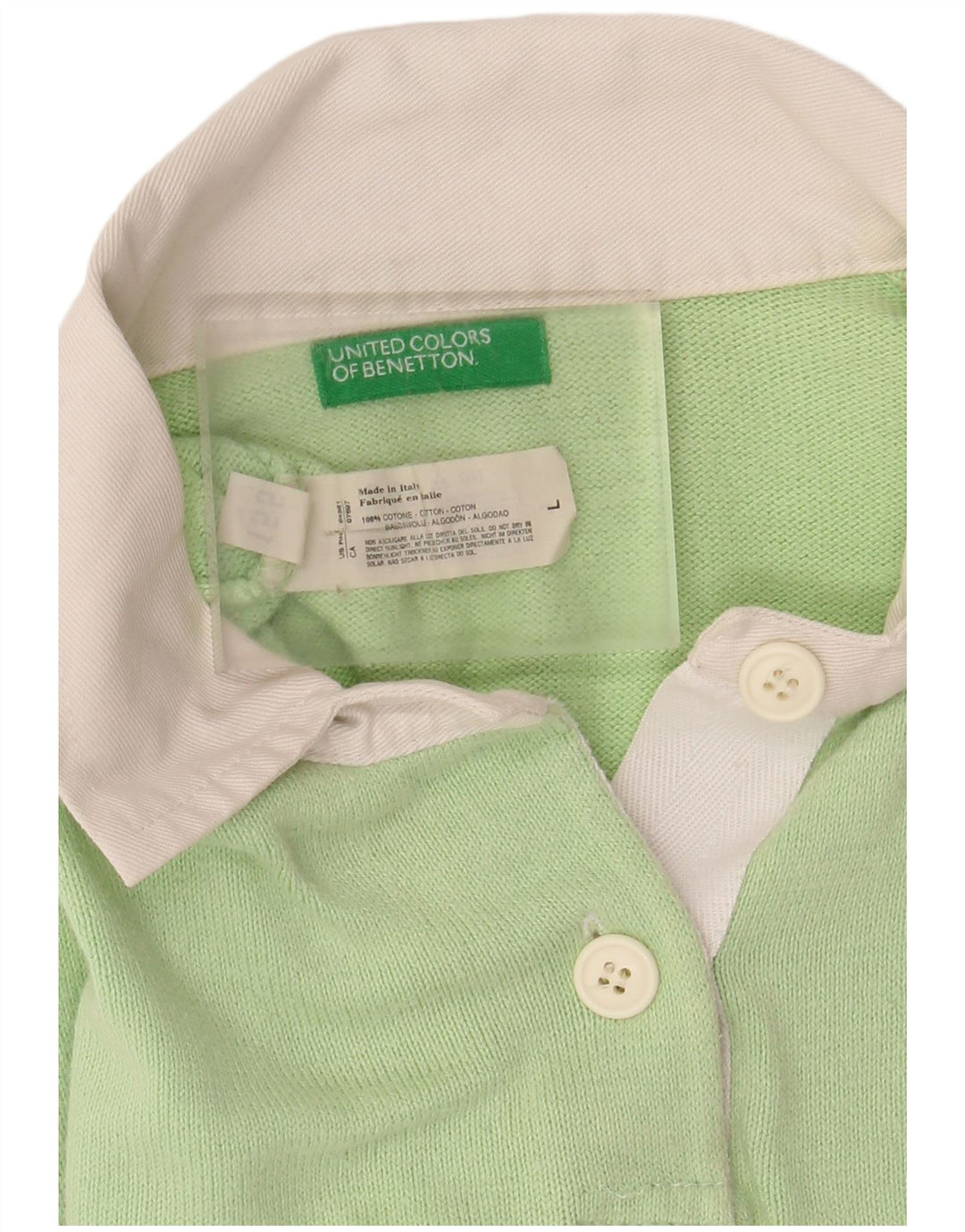 BENETTON Γυναικείο πουκάμισο πόλο UK 16 Large Green Colourblock Βαμβακερό