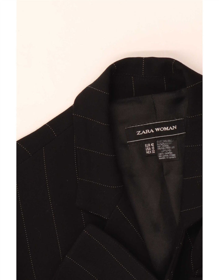 Zara Γυναικείο τζάκετ μπλέιζερ με 2 κουμπιά EU 42 Large Black Pinstripe Rayon