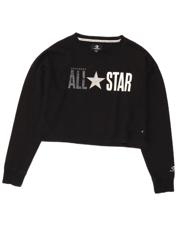 Γυναικεία φούτερ Converse Oversized Crop Graphic Jumper UK 14 Medium Black