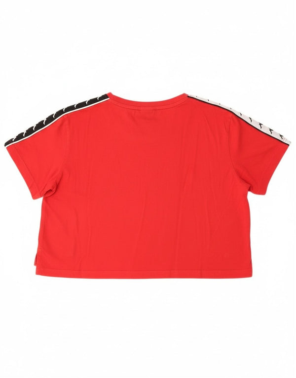 Kappa Γυναικείο T-Shirt Graphic Crop Top UK 14 Medium Red Sports