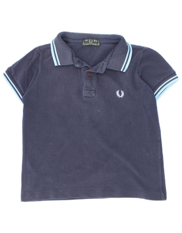 Fred Perry Baby Boys Polo Shirt 18-24 Months Navy Blue Striped Cotton
