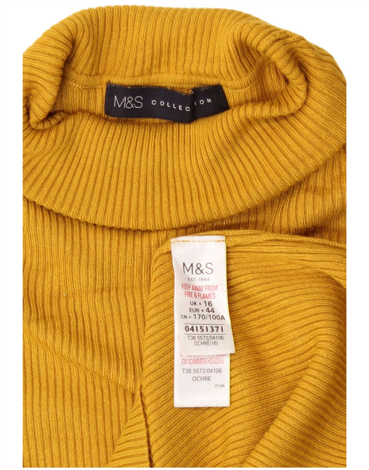 Marks & Spencer Γυναικείο πουλόβερ με ρολό λαιμόκοψη UK 16 μεγάλη κίτρινη βισκόζη