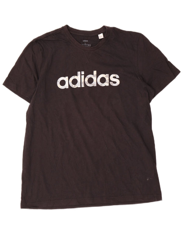 Ανδρικό γραφικό T-Shirt Adidas Top μεγάλο μαύρο βαμβακερό