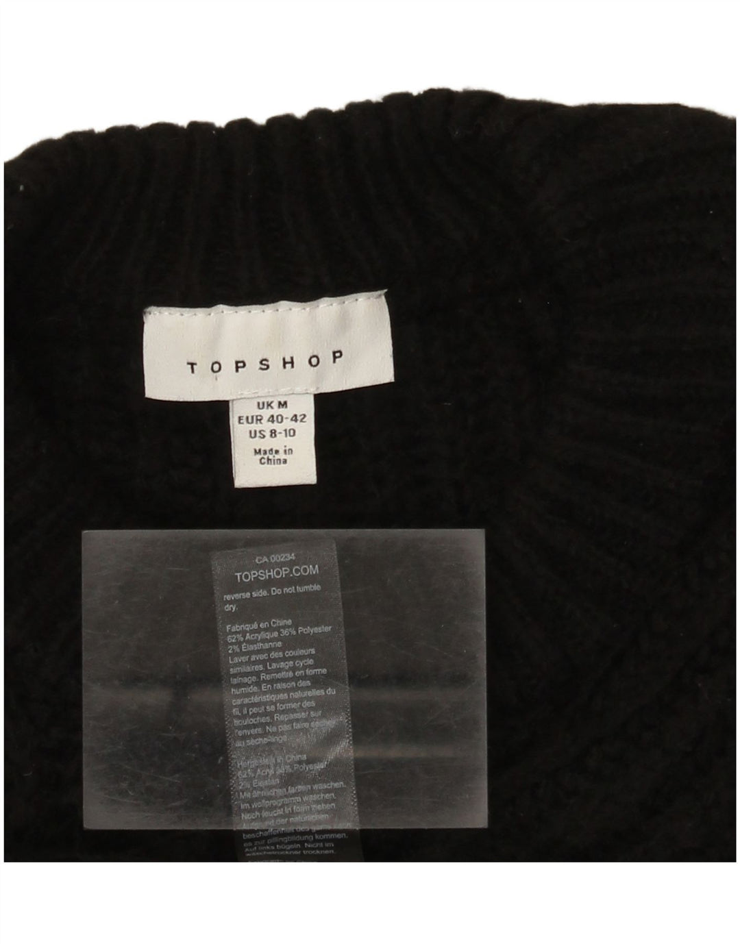 Γυναικείο πουλόβερ Topshop Crop Oversized Crew Neck Jumper UK 14 Medium Black