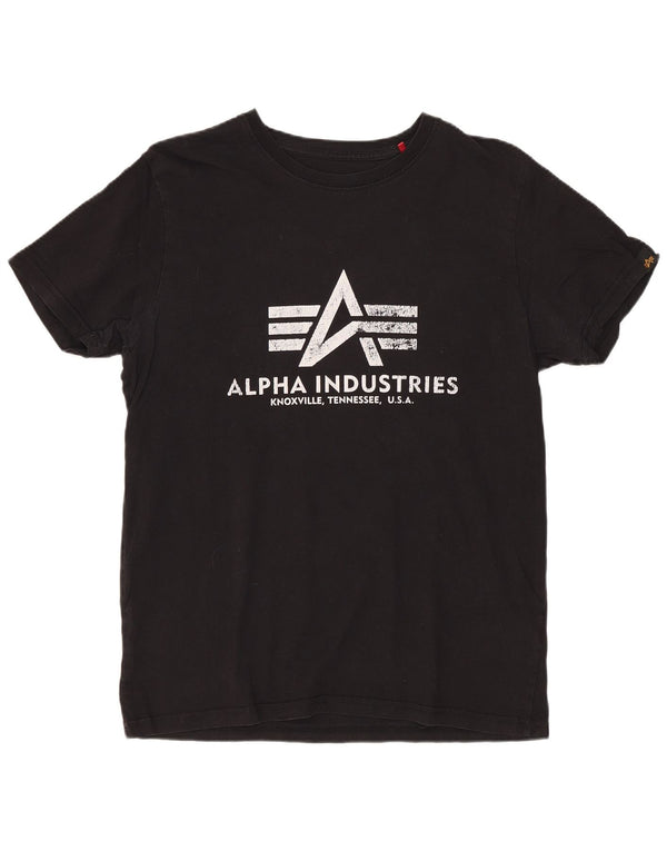 Γυναικείο γραφικό μπλουζάκι ALPHA INDUSTRIES Top UK 10 Small μαύρο βαμβακερό