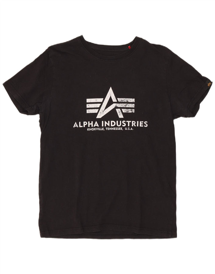 Γυναικείο γραφικό μπλουζάκι ALPHA INDUSTRIES Top UK 10 Small μαύρο βαμβακερό