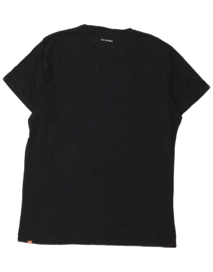 Ben Sherman Ανδρικό γραφικό T-Shirt Top μεγάλο μαύρο βαμβακερό