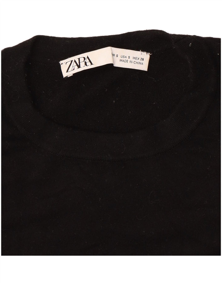 Zara Γυναικείο πουλόβερ με λαιμόκοψη UK 10 Small μαύρο