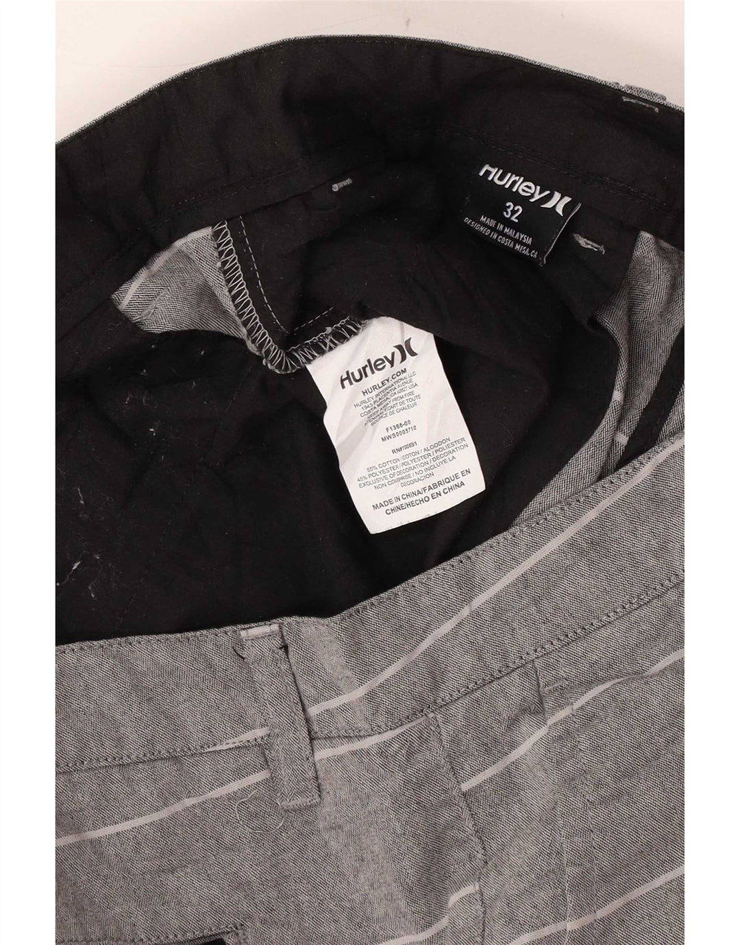 Ανδρικό σορτς Chino Hurley W32 Βαμβακερό μεσαίο γκρι ριγέ