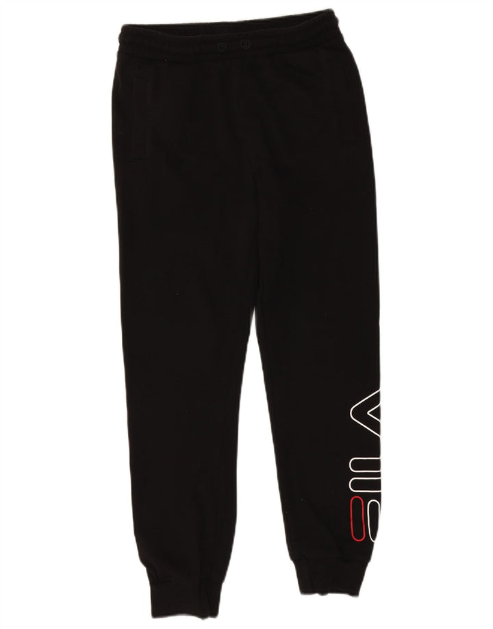 FILA Boys Graphic Tracksuit Trousers Joggers 11-12 Years Μαύρο