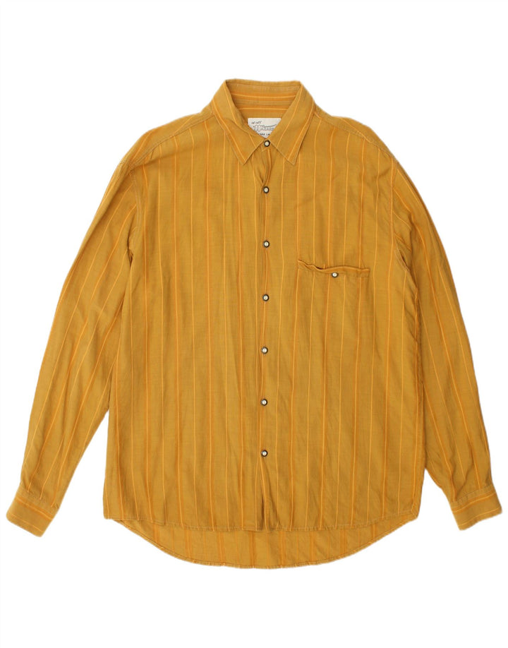Vintage ανδρικό πουκάμισο μεγάλο κίτρινο pinstripe