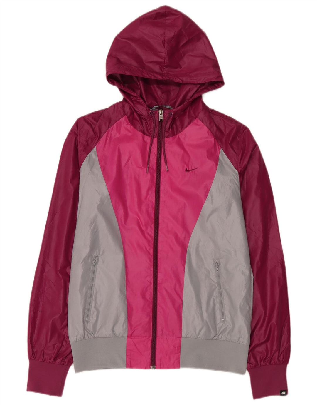 Nike γυναικείο μπουφάν βροχής με κουκούλα UK 14 Medium Pink Colourblock Πολυεστέρας