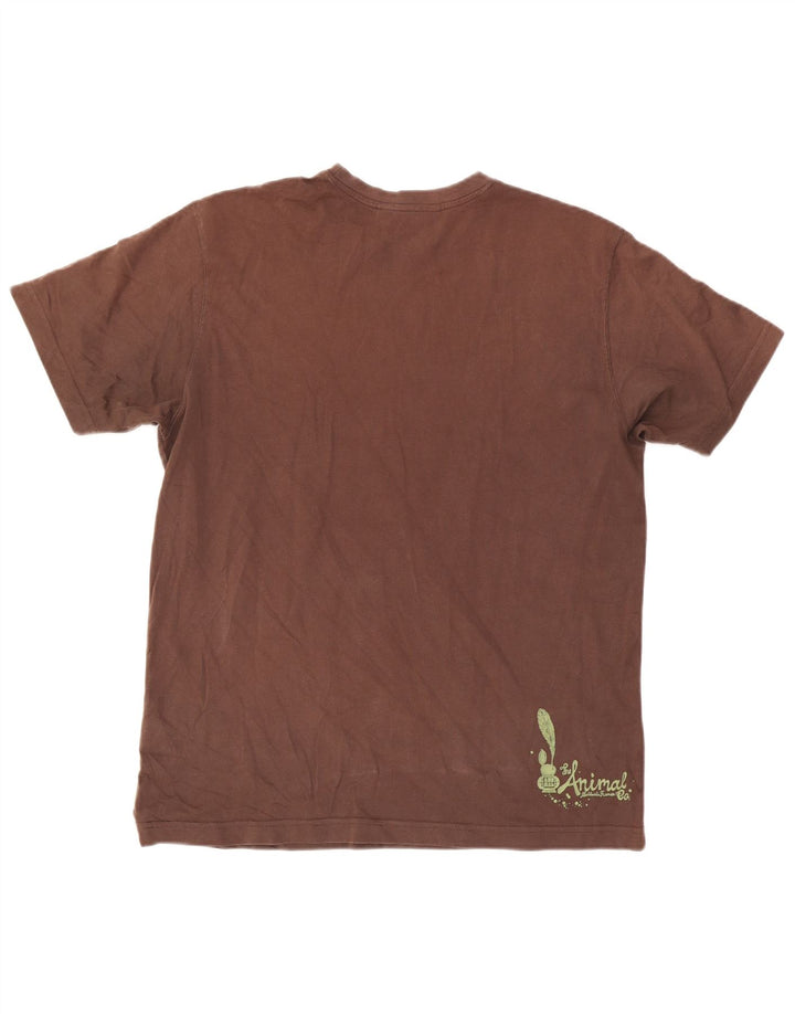 Ανδρικό Animal Graphic T-Shirt Top μεγάλο καφέ βαμβακερό