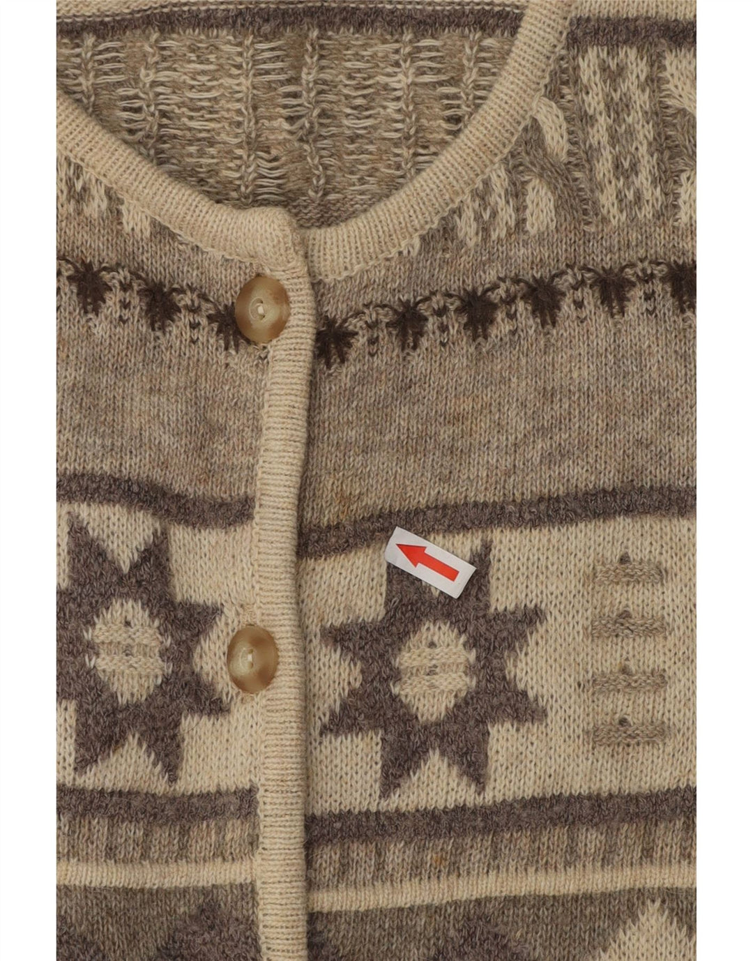Vintage γυναικεία ζακέτα πουλόβερ UK 16 Large Beige Fair Isle