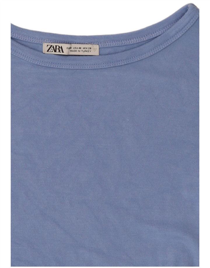 Zara Γυναικείο T-Shirt T-Shirt Top UK 12 Medium Blue
