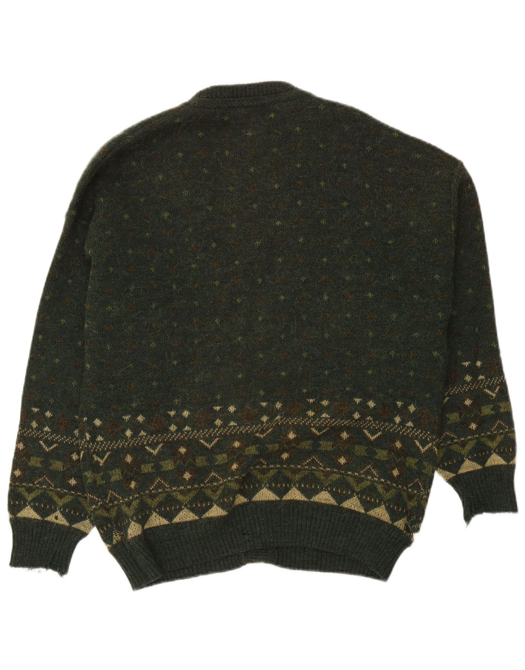 Vintage ανδρικό πουλόβερ ζακέτα Large Green Fair Isle
