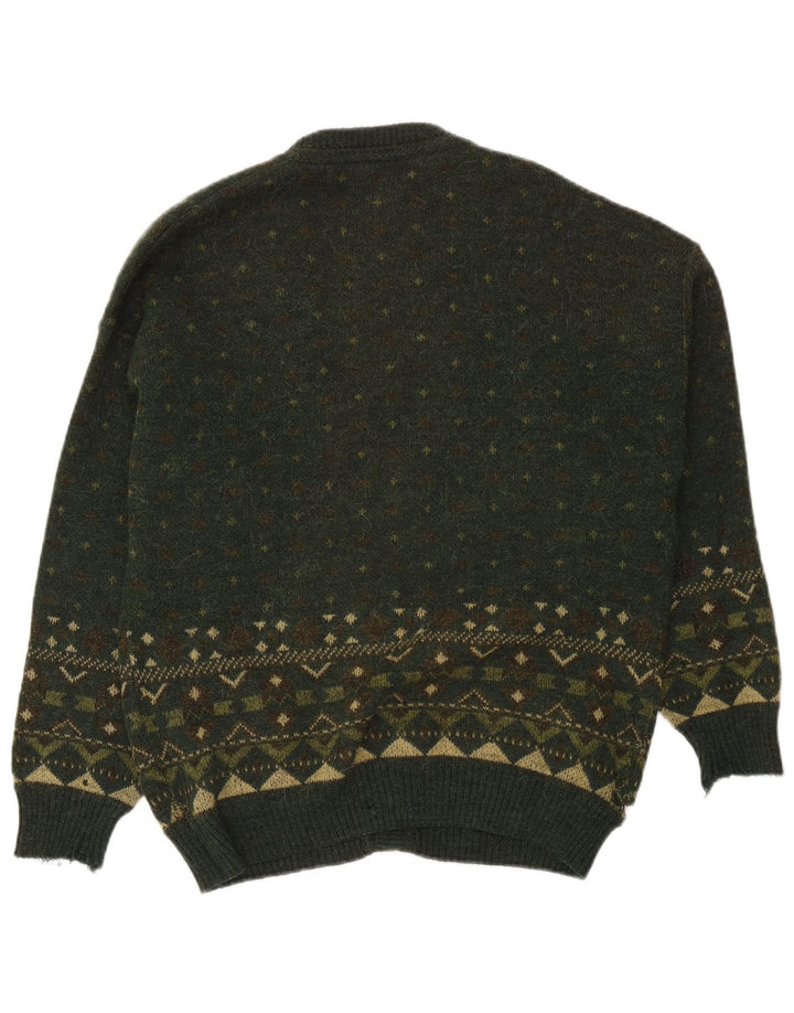 Vintage ανδρικό πουλόβερ ζακέτα Large Green Fair Isle