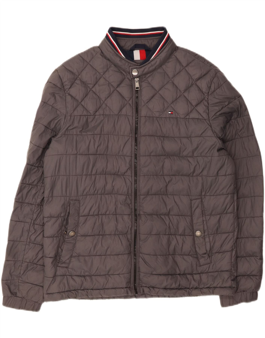 TOMMY HILFIGER Mens Padded Jacket UK 40 Large Grey Polyamide Vintage Tommy Hilfiger and Second-Hand Tommy Hilfiger from Messina Hembry 