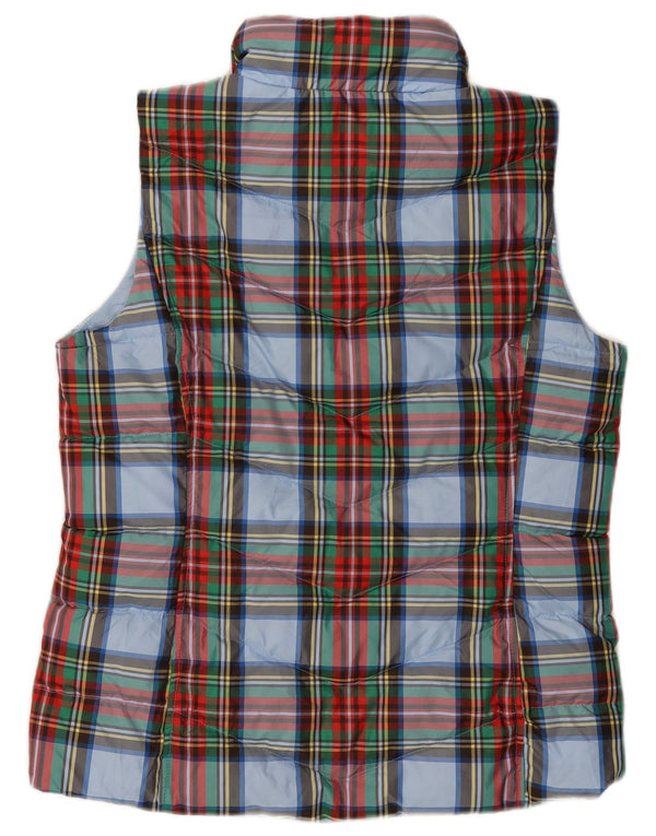LANDS END Womens Padded Gilet UK 10 Small Multicoloured Check Polyester